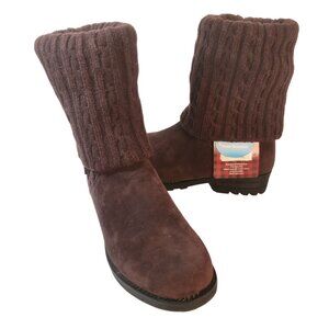 Muk-Luks Faux Suede Mid-Calf Boot with Cable Knit Cuffs Women's Size 9 NEW w/TAG